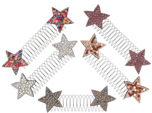 OATIPHO 5 Stück Haarkämme Für Damen Haar-Finishing-Kämme Mit Strass- Und Stern-Verzierung Haarspangenkamm Für Baden Gesicht Waschen Make-up Hautpflege Und Alltag