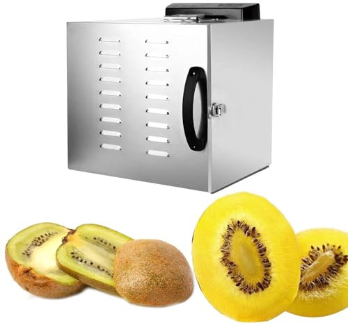 Food Dehydrator for Jerky, Stainless Steel Trays, Dryer for Meat, Fruit, Dog Treats, Herb, Veggies, Yogurt - 24H Timer, Digital Display Dehydrater Biltong Maker, 86-194℉ Adjusted Temp,6Layer-110V
