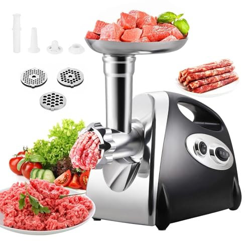 CROWNSHOP Electric Meat 2800W Mincer Grinder Food Grinding Mincing Machine Sausage Maker Stuffer with 7 Attachments Included Grind Variety of Poultry Meat