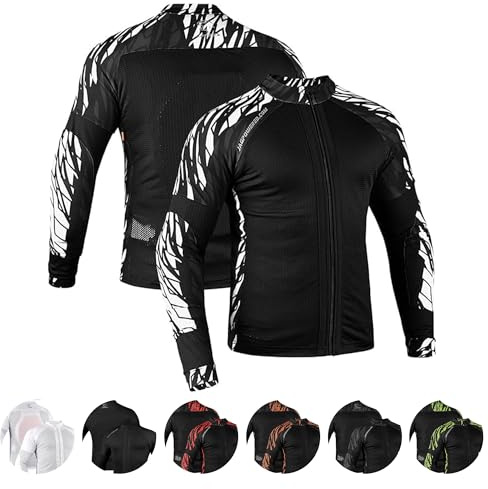 J.A.G. Motorcycle Mesh Shirt for Men with CE Certified Protective Padded Armors | All Season Motorcycle Riding Shirt (US, Alpha, Small, Regular, Regular, Black White)
