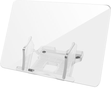 BAODBF Buchständer Acryl,Verstellbarer Faltbarer Buchhalter Leseständer,Kochbuchhalter mit 13 Einstellstufen,Anti Rutsch Design Bookstand,Bücherständer für Bücher,Kochbücher,Tablets