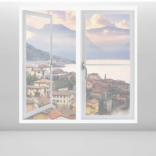 Mosquiteras para Ventanas Abatibles 90 x 70 cm sin Taladrar Cortina Mosquitera para Puertas Apto para Niños y Mascotas para Balcón y Puerta Ventana, Blanco