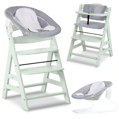 hauck Alpha+ Hochstuhl Newborn Set mit 2in1 Bouncer - Mint