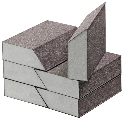 MANICAF Schleifschwamm, 6 Stück Schrägkantenschwamm 100mm x 70mm x 25mm, Körnung 220 Schleifklotz, Schleifschwamm Holz Waschbar und Wiederverwendbar für Präzises Schleifen