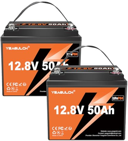 2 Stück 12V 50Ah LiFePO4 Batterie 50A BMS 640Wh bis zu 6000+ Deep Cycle Lithium Eisen Phosphat Batterie perfekt für RV Camping Solarenergie Speicherung Backup Power
