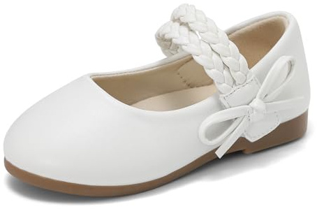 Cheerful Mario 1–5 år baby flicka platt ballerina småbarn Mary Jane halvskor klänning skor prinsesskor, Vit, 26 EU