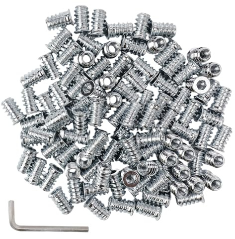 HERKINDNESS Einschraubmutter M5, 100 Stück Einschraubmuffen, M5 X 15 mm Einschraubmutter, Kohlenstoffstahl Einschraubmuffen, mit Sechskantschlüssel, für Möbelmontage