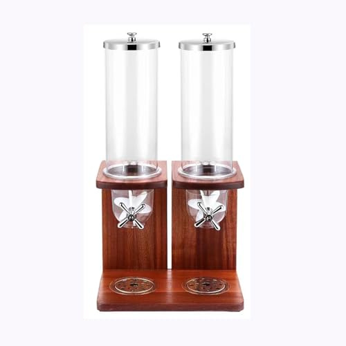 Dispensador de cereales de doble cabeza, dispensador de alimentos secos con barril de policarbonato y base de madera para nueces, granola, aperitivos, organizador de encimera