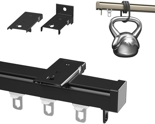 Binario per tende in alluminio, 0,5 m, 6 m, montaggio a soffitto e a parete, per pergola e uso esterno, nero, asta versatile per tende, tende da doccia e molto altro ancora.