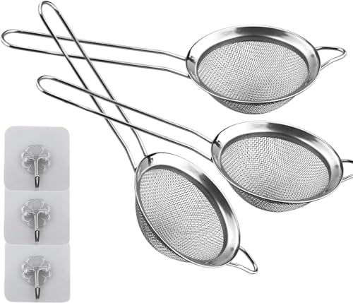 Set di Setaccio da Cucina, 3 Pezzi Colino Acciaio Inox Maglia Fine,colino da cucina, perfetto per setacciare, scolare, scolare, setacciare ingredienti secchi, farina