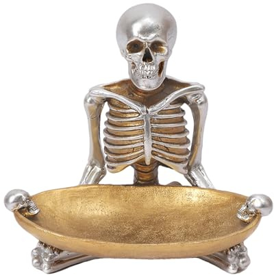 Cuenco para servir esqueleto, cuenco para dulces de Halloween, cuenco de resina vintage espeluznante, cuenco decorativo para aperitivos para el lugar de trabajo, cocina, mostrador, cumpleaños