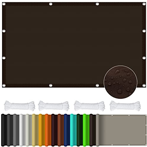 Large Rectangle Waterproof Shade Sail 3.5x7m 98% UV Block Sunshade Awning Canopy for Outdoor Parties Patios Decks Gardens Durable Brown Fabric