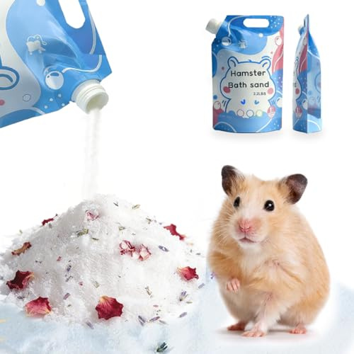Meow&Woof Hamster-Sand, 1KG Chinchilla-Badesand, 100% natürlicher Wüstensand für Hamsterbad, staubfreier Streusand für Chinchillas, Rennmäuse, syrische Mäuse & Kleintierbedarf (Blütenduft)