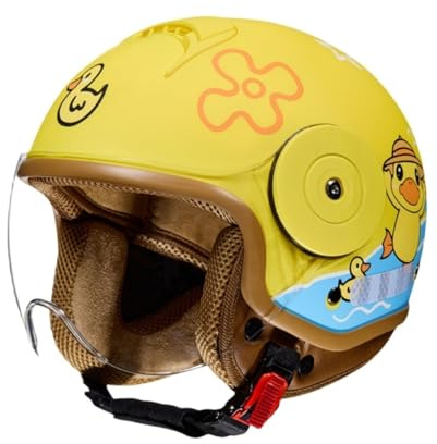 Casco De Moto Infantil, Casco De Patinete para Niña, Casco De Bicicleta para Niño, Casco Jet Abierto con Visera, Casco Ajustable para Niños De 4 A 12 Años 6,(46-54CM)