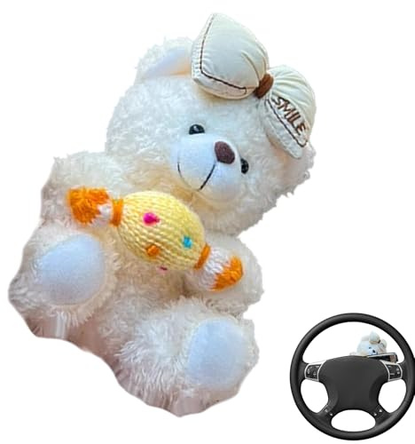décorative avec poignée de changement d'essuie-glace - Ornement de voiture avec ours en peluche, tableau de bord de voiture et compagnon de boîte de vitesses, intérieur polyvalent