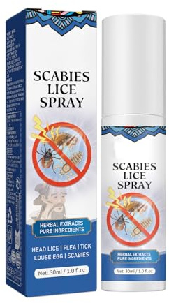Spray anti-Scabbia e Pidocchi alle Erbe - 30 ml, estratti naturali di erbe, combatte efficacemente pidocchi, pulci e acari | Adatto a bambini e adulti | Azione rapida