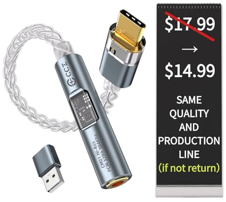 KB EAR 2026 Neuester USB-C-DAC-Audio-Adapter mit Kopfhörerverstärker, USB C auf 3,5 mm Audio-Adapter für kabelgebundene Kopfhörer, Hi-Res Typ C DAC kompatibel mit iPhone 15, Android, Laptop und Tablet