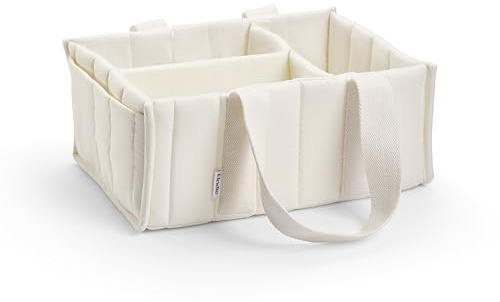 Elodie Details Organizador de pañales para bebé de algodón, cesta cambiador portátil lavable a máquina, con separadores extraíbles, organizador para pañales, toallitas y accesorios – Creamy White