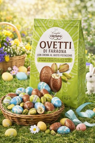 Ovetti di Cioccolato al Pistacchio Salato 1Kg Ripieni con Crema al Pistacchio Guscio di Cioccolato Finissimo Idea per Tavola Pasquale Candy Bar Regalo Pasqua 2026 Gusto Intenso