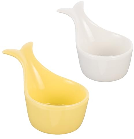CORHAD Set 2 Pezzi Ciotole in Ceramica a Forma di Pesce, Ciotole da Dessert Eleganti e Uniche, Perfette per Ristoranti e Catering, Colore Bianco