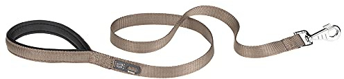 Ferplast Daytona G Guinzaglio per Cani Extraresistente - Morbida Impugnatura Imbottita - Pratico Porta Sacchetti Igienici - Antiabrasione - Design Italiano - 120 x 2 cm, Marrone