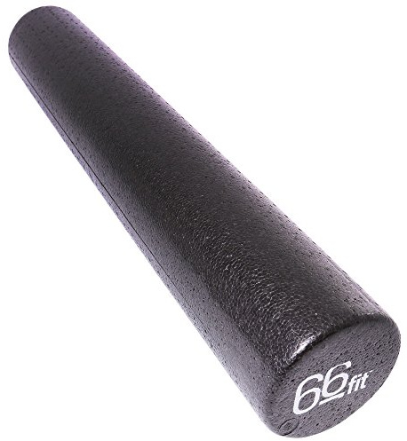 66fit Black Foam Roller 15x90cm - Firm Physio Pilates Yoga Trigger Point Massage Therapy