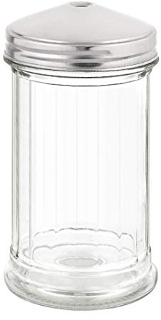 Zucker Ausgießer mit 2,5 x 140 x 70 mm Multi Löcher Glas und Edelstahl Behälter