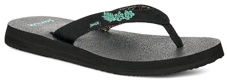 Sanuk Unisex Yoga 2 Flip-Flop, Black Palm Trees Paradise, 4 UK