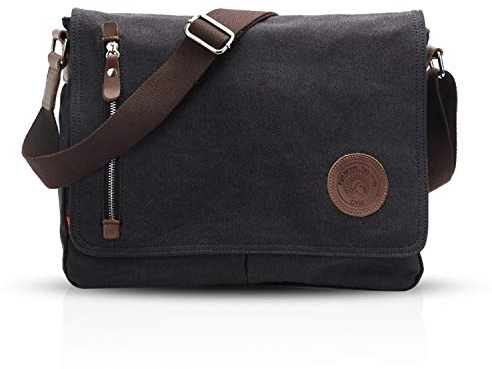 FANDARE Retro Umhängetasche Schultertasche Segeltuch Laptoprucksäcke für 14 Zoll Laptop Kuriertasche Herren Damen Crossbody Messenger Bag Reise Schule Hochschule Arbeit Multifunktions Schulranzen Blau