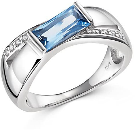 MATERIA by Matthias Wagner Damen Bandring 925 Silber Zirkon blau groß breit rhodiniert in Ringbox SR-156