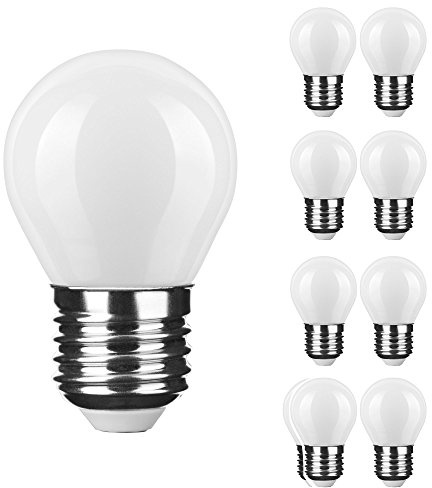 NuLoXx 9er Pack LED Globe Mini G45 matt/frosted/milky E27 4W/840 4000K neutralweiß/kaltweiß, 400 LM, AC 220-240, 360° Abstrahlwinkel