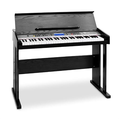 Schubert Carnegy-61 - Keyboard, E-Piano, 61 Tasten, 100 Rhythmen, 136 Instrumente, 8 Demosongs, Aufnahme-Funktion, Lernfunktion, Stereo-Lautsprecher, Kopfhörer-Ausgang, Doppelfunktion, schwarz
