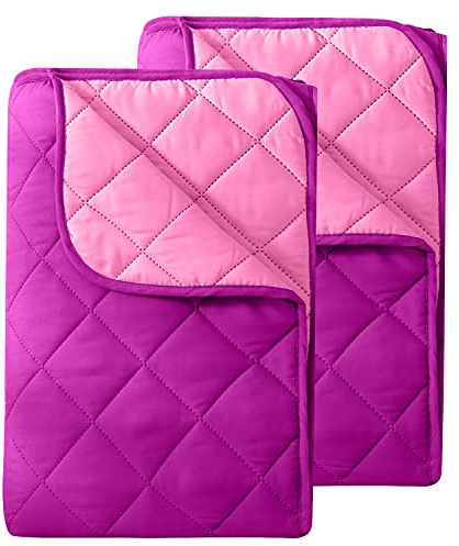 wometo 2 Stück Microfaser Sommer Steppbett Wende-Design 135x200 oekoTex - lila und pink Kochfest 95° Sommerbettdecke Leichtsteppbett I ohne Bezug verwendbar I 2er Set