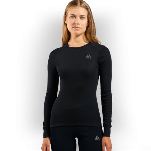 Odlo Thermounterwäsche für Damen Active Warm | Schwarz | Größe M | Langarm-Thermoshirt | Warme Skiunterwäsche