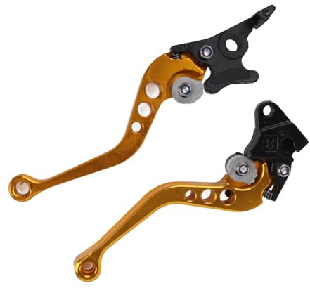 Aramox CNC Aluminum Motorcycle Brake Clutch Lever Kit Fit for GY6 CG125 – 6.4/7.2 Long, 6mm/8mm Diameter, Universal Handlebar Accessories (Yellow)