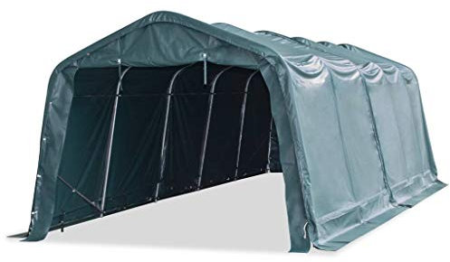 Tidyard Tendone Bestiame Rimovibile in PVC Tendone Garage Premium 3,3x8 m 550 g/m² Impermeabile Protezione UV Tenda Giardino Verde Scuro