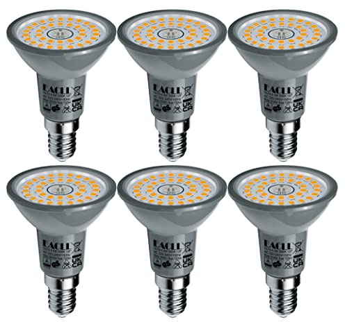 EACLL E14 LED Warmweiß 6.5W Ersetzt 95W Halogen R50 Glühlampe, 6er-Pack. 720 Lumen 3000K Leuchtmittel AC 230V Flimmerfrei Energiesparlampe, Abstrahlwinkel 120° Strahler, Nicht Dimmbar Reflektorlampe