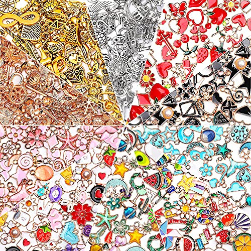 SANNIX 500pcs Enamel Charms Pendants, Charms for Bracelets, Jewelry Making Charms for DIY Necklaces, Bracelets, Earrings, Craft Supplies