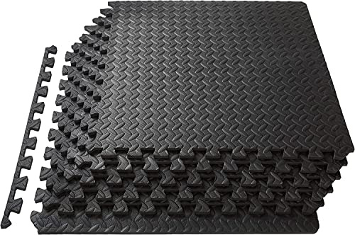 Meisterhome 60x60x1cm - 15 Stuck - 5.40 m² - Schwarz Schutzmatten Set Puzzlematte Bodenschutz Matte - Puzzle Bodenschutzmatten Unterlegmatte | Fitnessmatte Turnmatte Sportmatte Trainingsmatte