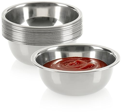 com-four® 16x Cuenco de Salsa - Salseros Pequeños - Bol Pequeño para Salsas, Tapas y Bocadillos - Tazón para Refrigerios - Cuencos de Acero Inoxidable (16 Stück - Ø 10.5cm)