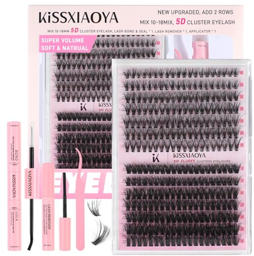 Individual Eyelashes Kit, 280 Pcs 40D+60D 10-16mm 0.07D Curl Mixed DIY Individual Cluster Lashes with Lash Bond & Seal and Applicator,Cluster Eyelash Starter Kit(10-16mm Mix 40D+60D Eyelashes kit)
