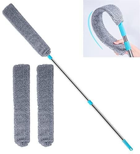 MoriAction Retractable Microfiber Dust Brush Gap Mop, Multifunction Retractable Microfiber Dust Brush Gap Mop, Flexible Gap Microfiber Duster Under Appliance Dusters (1 Set+1Pcs Cloth)