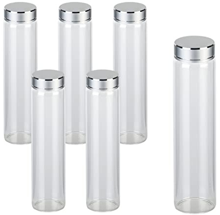 gouveo Lot de 6 pots à épices 100 ml avec couvercle à visser Argenté – Petits bocaux cylindriques avec bouchon à vis – Bocaux de rangement vides pour herbes, cosmétiques, accessoires de bricolage