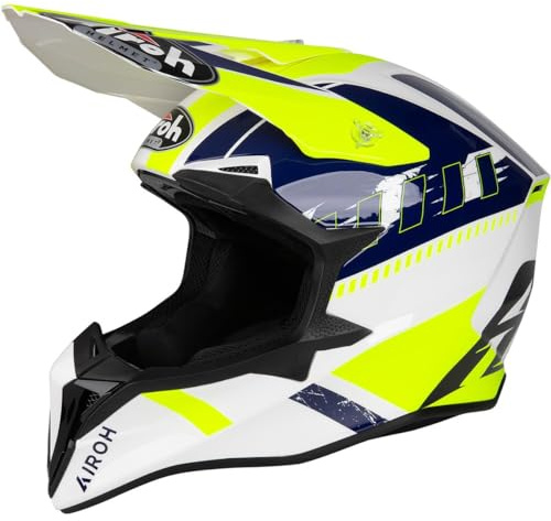Airoh Wraaap Feel Motocross hjälm, weiß/gelb/blau, M (57/58)