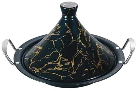 Tajine Royal Swiss 38 cm – Acier inoxydable, revêtement antiadhésif, couvercle porcelaine – Toutes sources de chaleur, induction, gaz, électrique – Cuisine saine (Noir, 38 cm)