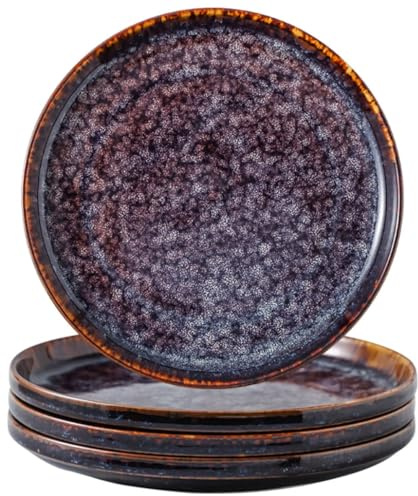KYBSCZ Ceramic Dinner Plates Set of 4, Large Dinnerware Plates & Salad Plates for Party and Wedding, Microwave Safe Porcelain Plates Set, 10 Inch