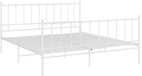 QZZCED Luxus-Betten Tagesbett Hotelbetten Schlafzimmer-Betten Bett Weiß Metall 180x200 cm für Schlafzimmer, Hotels, Wohnungen