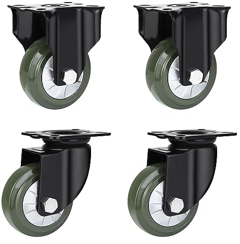 Hochleistungs-Industrie-Lenkrollen aus Gummi, 4 Stück, 7,6 cm, 10,2 cm, 12,7 cm, 15,2 cm, Lenkrollen mit drehbarer Deckplatte mit Bremse, doppeltes Kugellager, geräuschlos, pannensicheres Ra