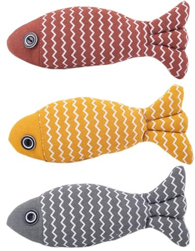 Jouet à herbe à chat, 3 pièces jouets simulation interactifs lavables pour chat, jouet à herbe à chat forme poisson, jouet pour chat qui joue mâche, jouet