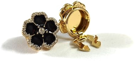 Climple knappskydd för kvinnor – blomma strass dekorerade manschettknappar för Tux skjorta, damblusar, 11 mm / 0,43 tum, metall, kristall, 11mm / 0.43, Metall, Kristall